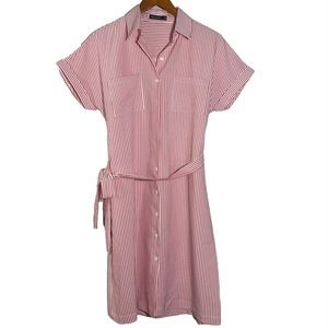 MIKAROSE T-Shirt Dress with Pink Stripes Short Sleeve‎ Size Medium